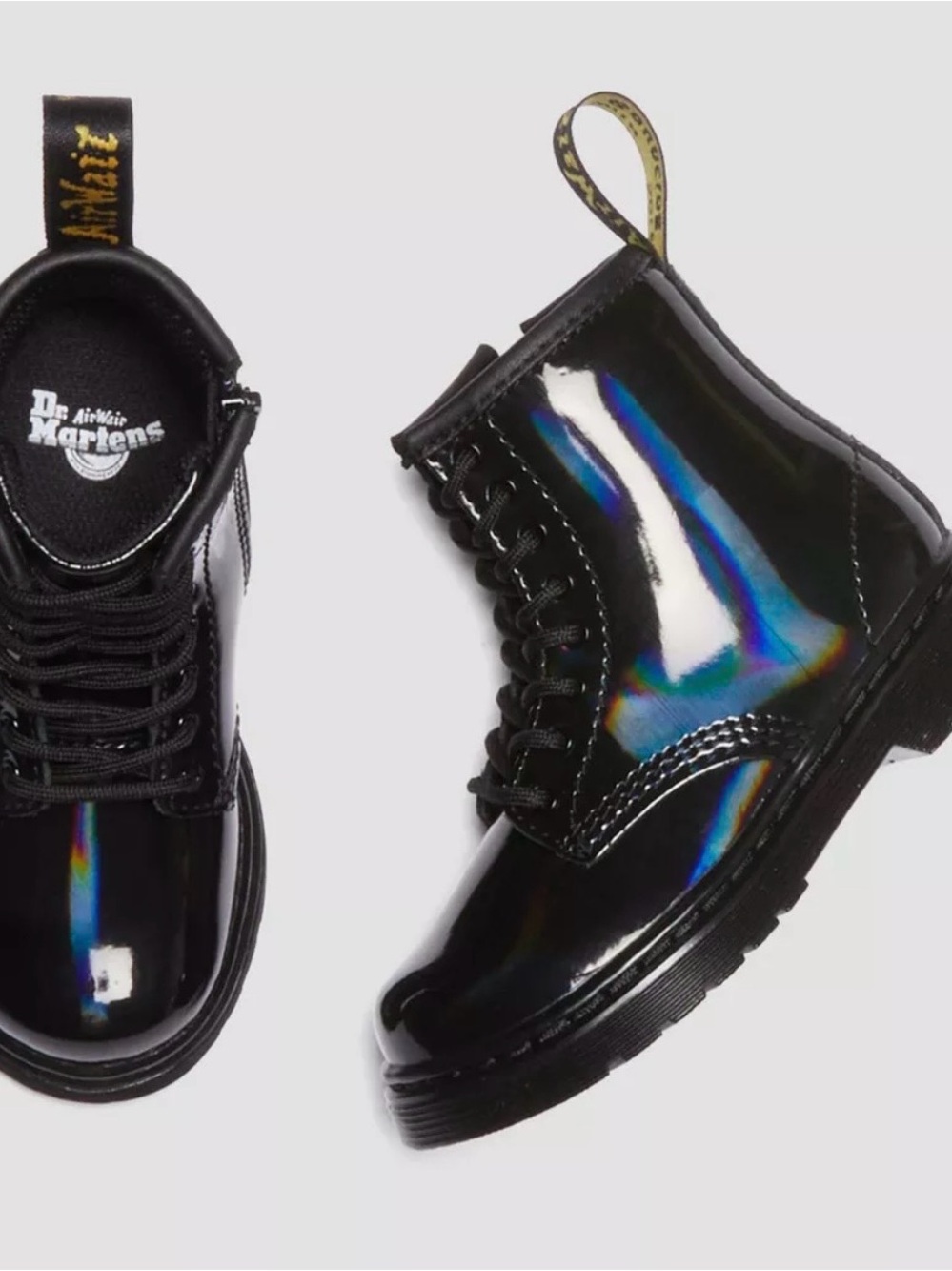 Dr. Martens Kids Black Holographic Lace-Up Ankle Boots